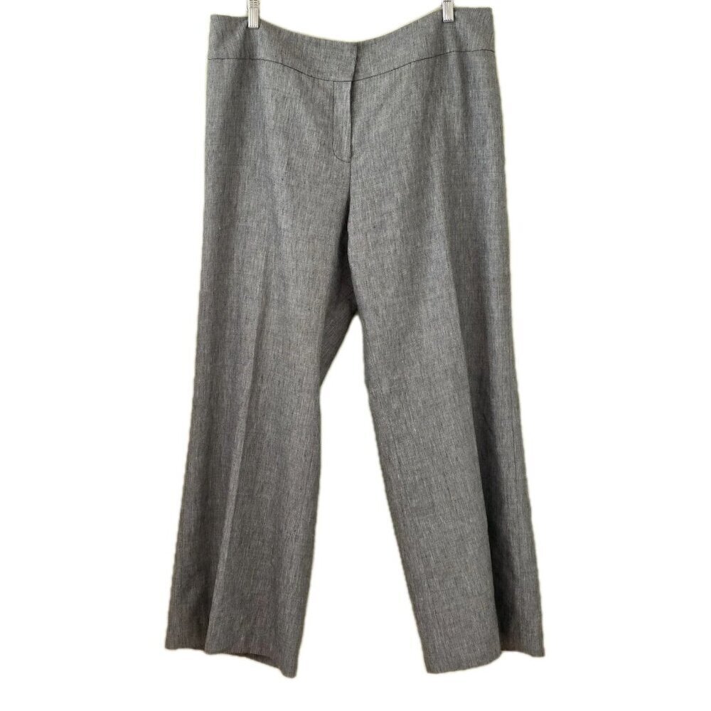 Kasper Dress Pants Womens 18 Heathered Gray Linen Blend Lined Slacks Career VTG